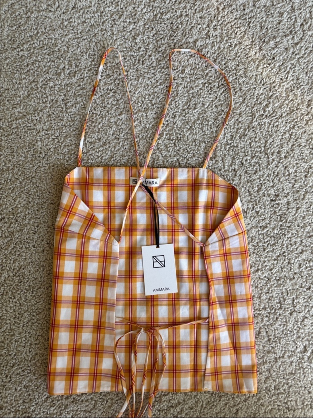 Ammara Orange Plaid Spaghetti Strap Backless Tank Top - Picture 5 of 5